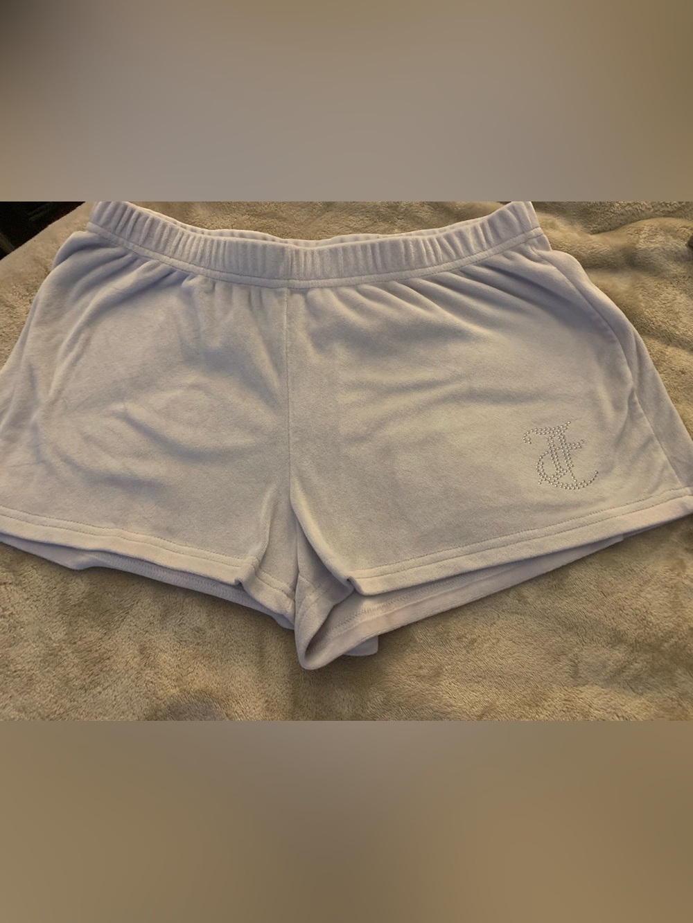 Juicy Couture Lavender Terry Lounge Shorts with Rhinestone JC Logo